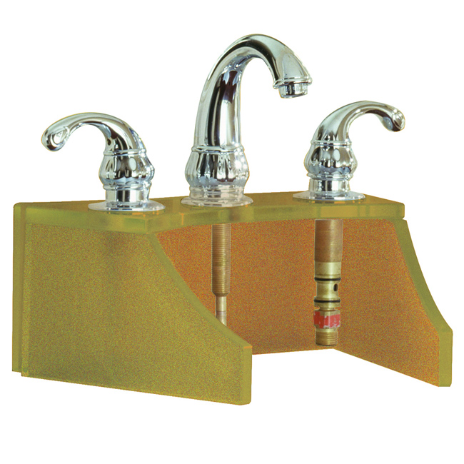Tempered Glass Frosted Copper Faucet Stand - 9400T-CO