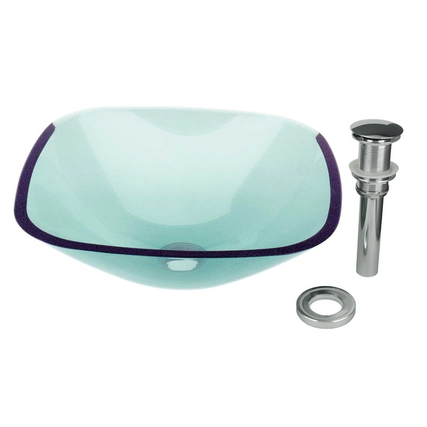 Tempered Glass Sink with Drain, Single Layer Green Square Bowl Sink - Renovator's Supply