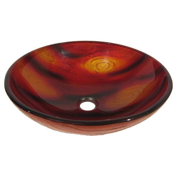 Novatto Autunno Glass Vessel Bathroom Sink - Red, Yellow and Brown, 16.5-Inch Diameter