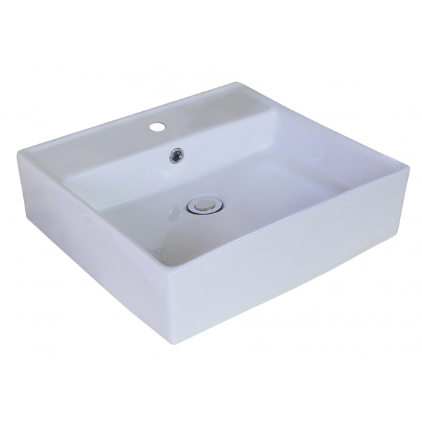 18-in. W x 18-in. D Above Counter Rectangle Vessel In White Color For Single Hole Faucet - White