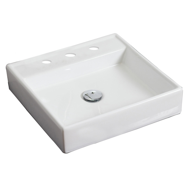 17.5-in. W x 17.5-in. D Above Counter Square Vessel In White Color For 8-in. o.c. Faucet - White