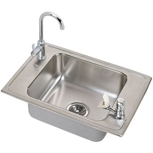 Elkay CDKAD251765C Celebrity 25' Single Basin Drop-In Stainless Steel Utility Sink with High-Arc Bar Faucet - Includes Bubbler