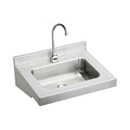 Elkay ELV2219SACMC Stainless Steel 22' Wall Mount Single Bowl Bathroom Sink with Sensor Faucet and Mixing Valve