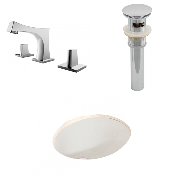 19.75-in. W x 15.75-in. D CUPC Oval Undermount Sink Set In Biscuit With 8-in. o.c. CUPC Faucet And Drain - Biscuit