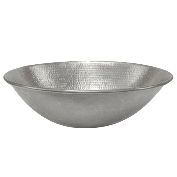 Premier Copper Products Oval Wired Rimmed Vessel Hammered Copper Sink in Electroless Nickel - Electroless Nickel