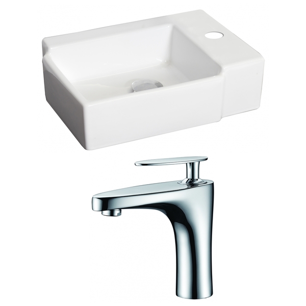 16.25-in. W x 12-in. D Rectangle Vessel Set In White Color With Single Hole CUPC Faucet - White