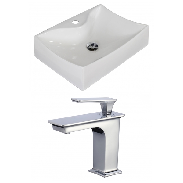 21.5-in. W x 16-in. D Rectangle Vessel Set In White Color With Single Hole CUPC Faucet - White