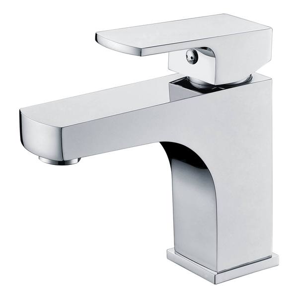 Lowa Style Polished Chrome Stainless Steel/Brass Square Single-hole Lever Bathroom Faucet - Lowa Polished Chrome Bathroom Faucet