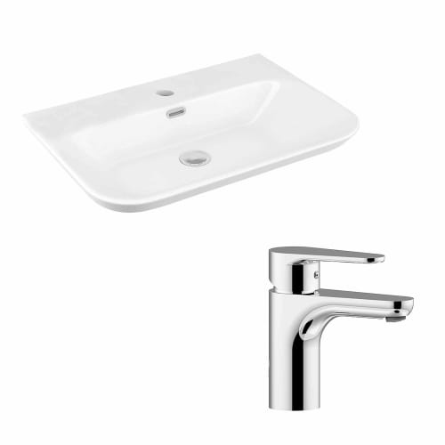 WS Bath Collections Edge 4365.01+GR 071 Edge 26-3/10' Vessel Bathroom Sink and Single Hole Faucet Included