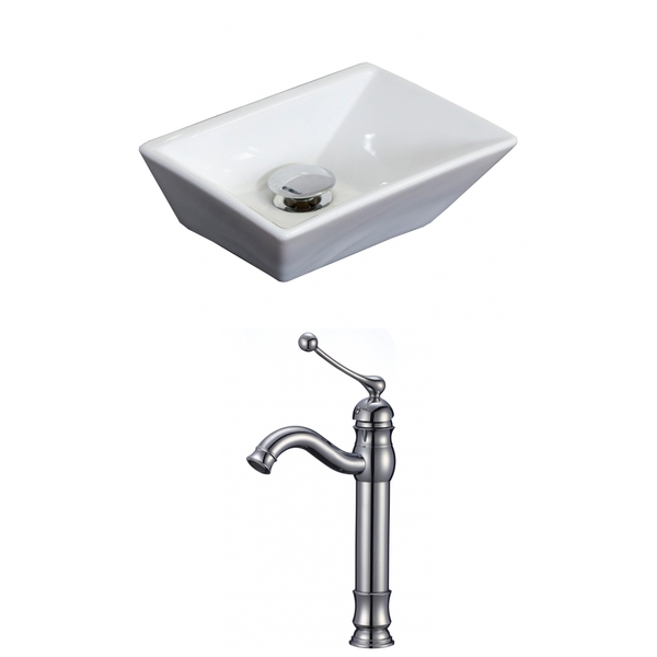 12-in. W x 9-in. D Rectangle Vessel Set In White Color With Deck Mount CUPC Faucet - White