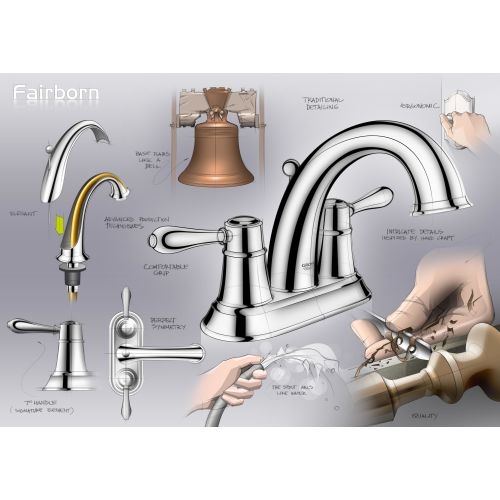 Grohe 25 162 Fairborn Deck Mounted Roman Tub Faucet Trim with Lever Handles and Built-In Diverter - Includes Hand Shower - Tub Faucet - Four holes - Chrome Finish