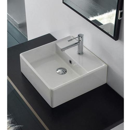 Nameeks 8031/R-40 Scarabeo 15-3/4' Ceramic Wall Mounted / Vessel Bathroom Sink with 1 Hole Drilled - Includes Overflow