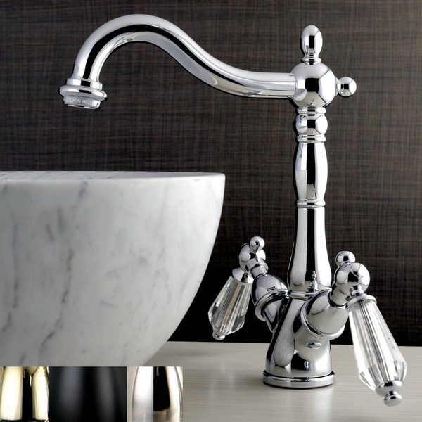 Vintage Crystal Vessel Bathroom Faucet - Grey - Nickel Finish