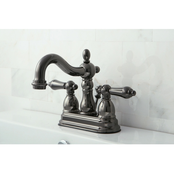 Double-handle Centerset Black Stainless Steel Bathroom Faucet