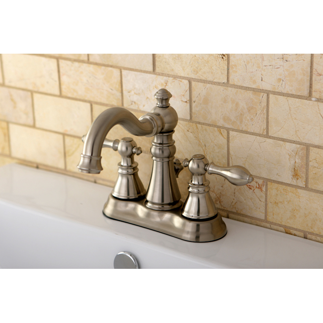Transitional Double-handle Satin Nickel Bathroom Faucet