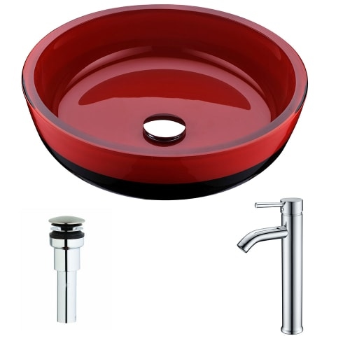 Anzzi LSAZ060-041 Schnell Brass and Glass Deck Mounted or Vessel Bathroom Sink w