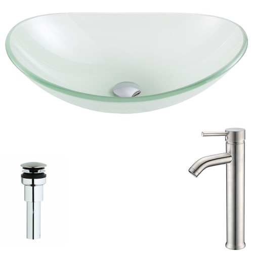 Anzzi LSAZ086-040 Forza Brass and Glass 16-1/2' Vessel Bathroom Sink with Fann S