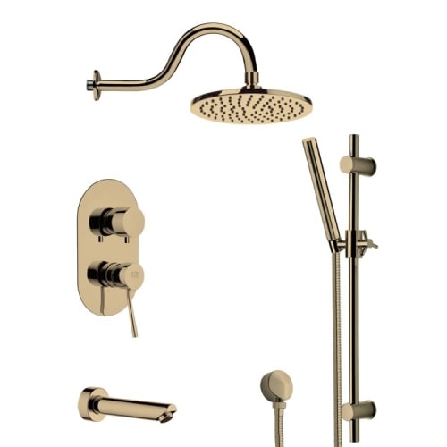 Nameeks TSR9536 Remer Shower Tub and Shower Trim Package with Single Function Rain Shower Head, Hand Shower, Slide Bar, and