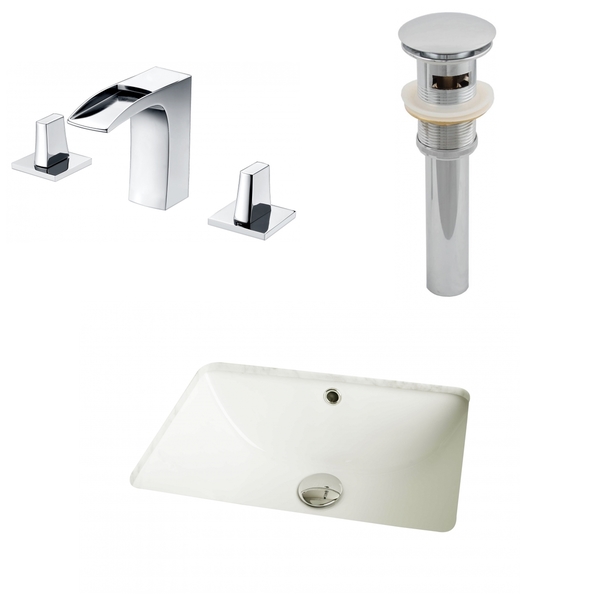 18.25-in. W x 13.5-in. D CUPC Rectangle Undermount Sink Set In Biscuit With 8-in. o.c. CUPC Faucet And Drain - Biscuit