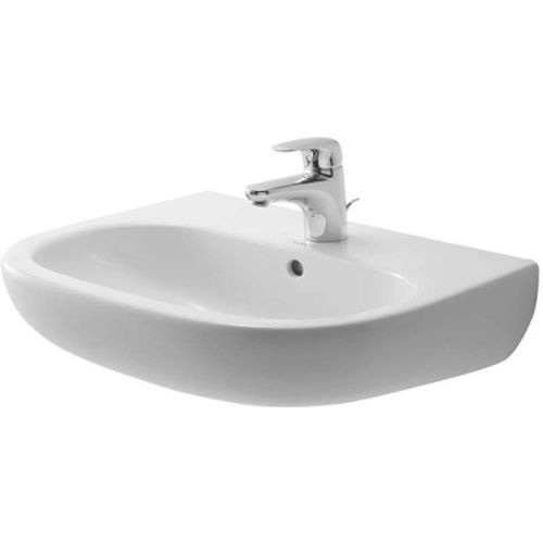 Duravit 2310550030 D-Code 21-5/8' Ceramic Bathroom Sink for Wall Mounted or Pedestal Installations with Widespread Faucet Holes