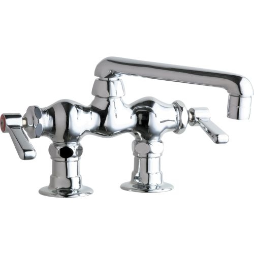 Chicago Faucets 772 Deck Mounted Laundry / Service Sink Faucet with Lever Handles and 6' Full-Flow Swing Spout