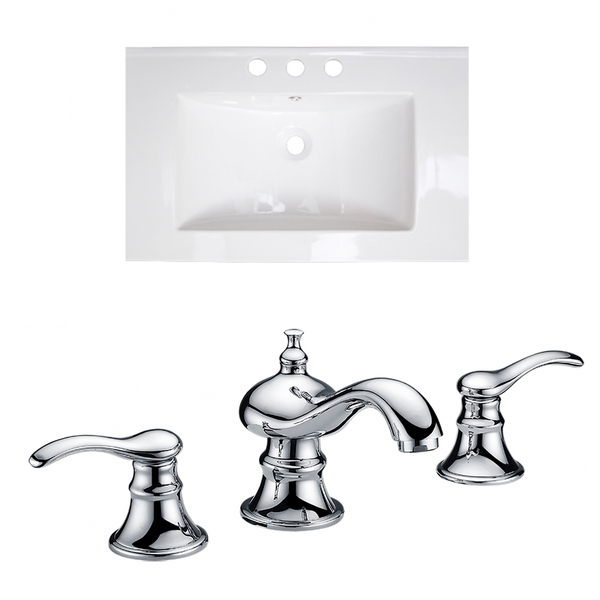 24-in. W x 18-in. D Ceramic Top Set In White Color With 8-in. o.c. CUPC Faucet - White