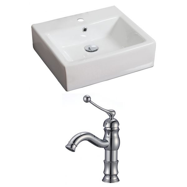 20-in. W x 18-in. D Rectangle Vessel Set In White Color With Single Hole CUPC Faucet - White