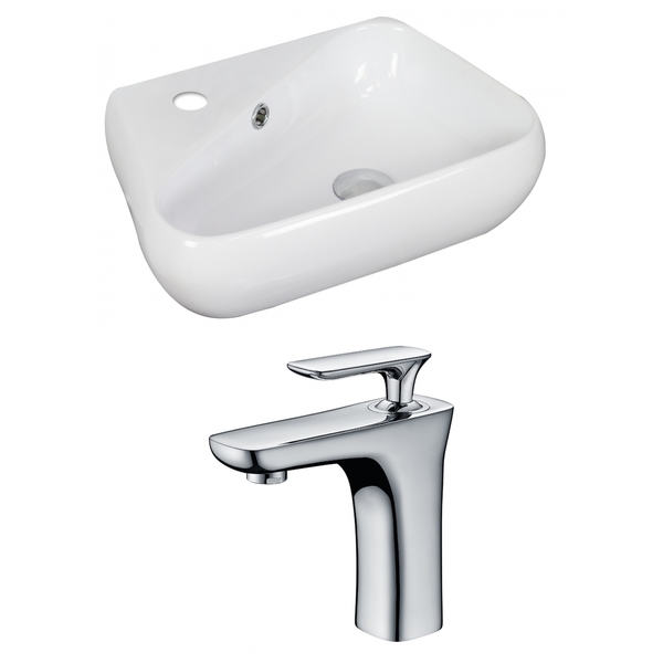 19-in. W x 11-in. D Unique Vessel Set In White Color With Single Hole CUPC Faucet - White