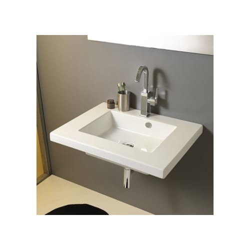 Nameeks MAR01011 Tecla 27-9/16' Ceramic Wall Mounted / Drop In Bathroom Sink with 0 / 1 / 3 Faucet Holes and Overflow