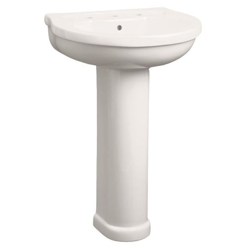 Mirabelle MIRPR354 Provincetown 22' Porcelain Pedestal Bathroom Sink Only with Overflow and 3 Faucet Holes (4' Centers)
