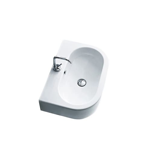 WS Bath Collections Flo 3142 23-5/8' Ceramic Wall Mounted / Vessel Bathroom Sink With 1 Hole Drilled and Overflow