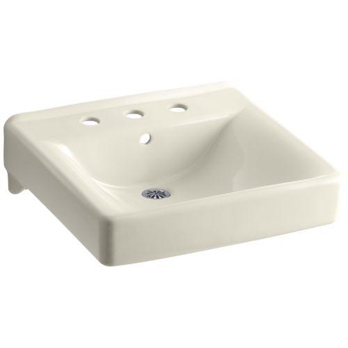 Kohler K-2053 Soho 18' Wall Mounted Bathroom Sink with 3 Holes Drilled and Overflow - White Finish