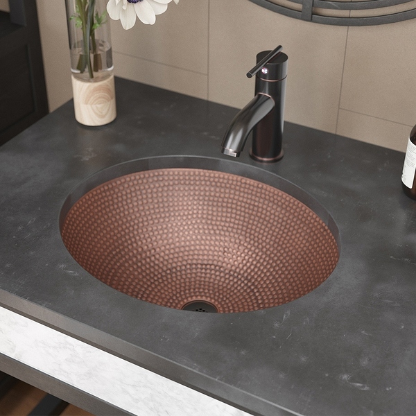 Rene by Elkay R4-4002 Copper Oval Single-bowl Sink with Grid Drain