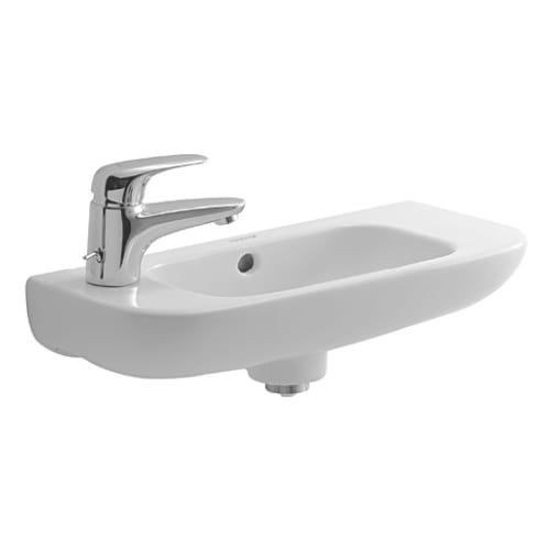 Duravit 706500009 D-Code 19-3/4' Ceramic Wall Mounted Bathroom Sink with Single Left Side Faucet Hole and Overflow