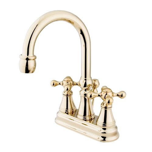 Elements Of Design ES2612KX Double Handle 4' Centerset Bathroom Faucet with Knight Cross Handles and Brass Drain Assembly from