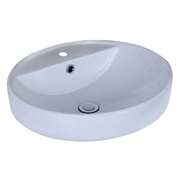 18.1-in. W x 18.1-in. D Above Counter Round Vessel In White Color For Single Hole Faucet - White