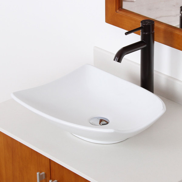 Elite High Temperature Ceramic Trapeziform Bathroom Sink/ Faucet Combo C104F371023ORB