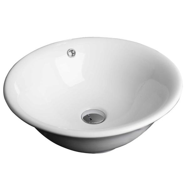 18-in. W x 18-in. D Above Counter Round Vessel In White Color For Deck Mount Faucet - White