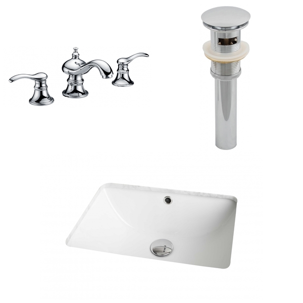 18.25-in. W x 13.5-in. D CUPC Rectangle Undermount Sink Set In White With 8-in. o.c. CUPC Faucet And Drain - White