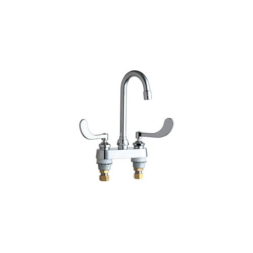 Chicago Faucets 895-317E35AB Commercial Grade Centerset Bathroom Faucet with Wrist Blade Handles - 4' Faucet Centers