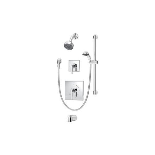 Symmons 3606-H321-V Duro Tub and Shower Trim Package with Single Function Shower Head and Hand Shower - Includes Pressure - Tub & Shower Set - Chrome Finish