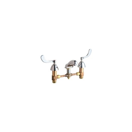 Chicago Faucets 404-VE2805-317AB Widespread Bathroom Faucet with 8' Faucet Centers and Wrist Blade Handles