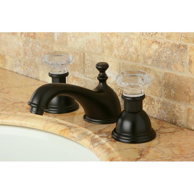 Crystal Handle Oil-Rubbed Bronze Widespread 3-Hole Mount Bathroom Faucet - Crystal Handle Oil Rubbed Bronze Widespread Bathroom Faucet