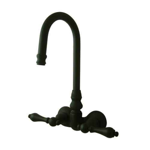 Elements Of Design DT0715AL Double Handle Wall Mounted Clawfoot Tub Filler Faucet with 3-3/8' Center, Hi-Rise Spout and Metal