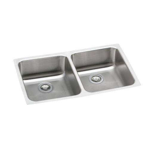 Elkay ELUHAD311855 Gourmet Lustertone Stainless Steel 30-3/4' x 18-1/2' ADA Undermount Double Bowl Sink with 5-3/8' Depth