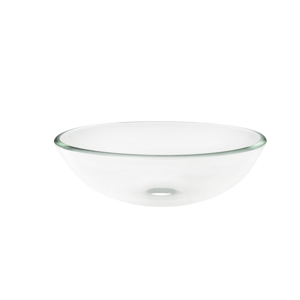 Novatto Bonificare Chrome Glass Vessel Bathroom Sink Set - Clear Round Glass Vessel, Chrome Drain