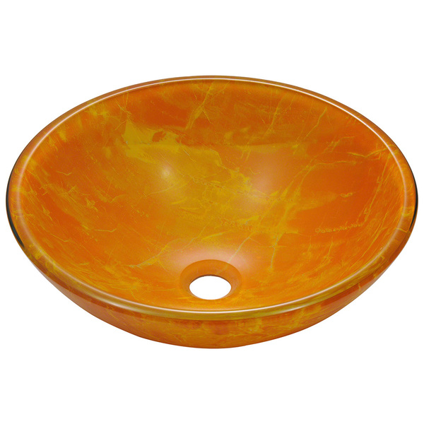 Polaris Sinks Yellow/ Orange Double Layered Glass Vessel Sink - Double Layer Glass