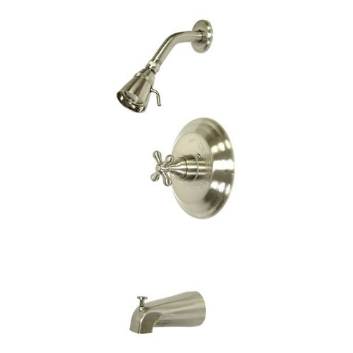 Elements Of Design EB3638AX Single Handle Tub and Shower Trim with Single Function Shower Head, Tub Spout and American Cross