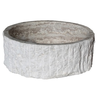 Chiseled Cylindrical Natural Stone Vessel Sink - Antico Travertine