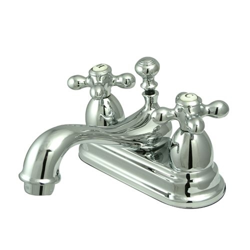 Elements Of Design ES3601AX Double Handle 4' Centerset Bathroom Faucet with American Cross Handles and Brass Drain Assembly from
